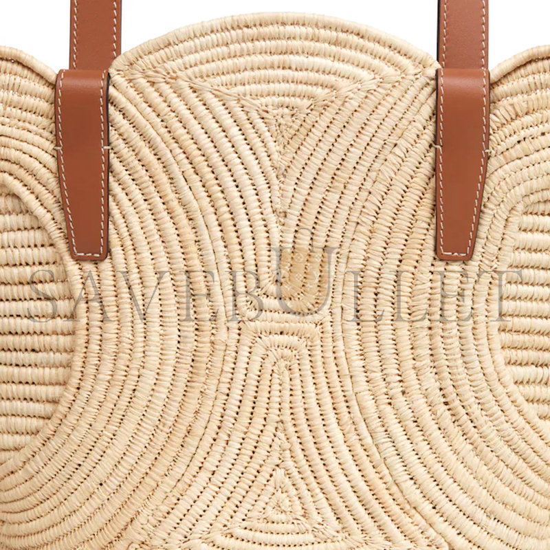 Ce**e classic panier small braided triomphe in raffia and calfskin 117022fwb.04lu (42*21.5*12cm)